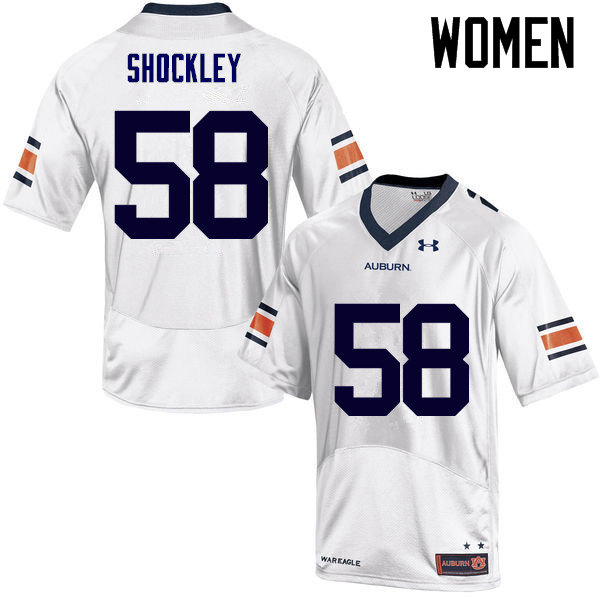 Auburn Tigers Women's Josh Shockley #58 White Under Armour Stitched College NCAA Authentic Football Jersey HDM5374JY